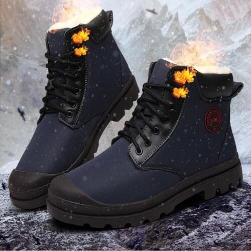 Male Boots Large Winter Shoes for Men Rubber Waterproof cloth with Fur Casual Boot Mens Winter Footwear Work hombre Warm shoes
