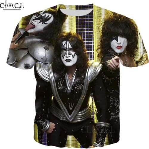 HX Rock Singer KISS Band 3D Print Men Women Fashion T-shirts Harajuku Clothes Tops Oversized Tee Shirts Tops Drop Shipping