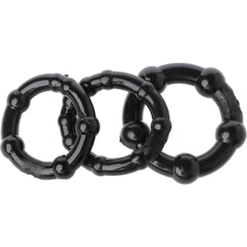 3pcs Soft Stretchy Silicone Black Cock Ring Erection Prolong Penis Enlarger Orgasm Enhancer Penis Rings Sex Toys For Adult
