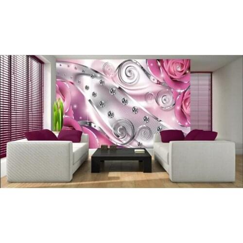 Wall Panel Wallpaper Pink Diamond Line Photography Background Modern Europe Art Mural for Living Room Large Painting Home Decor
