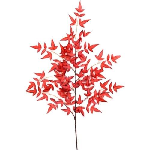 ONE Fake Long Stem Bamboo Leaf (5 Stems/Piece) 51.18" Length Simulation Maple Greenery for Wedding Home Artificial Plants