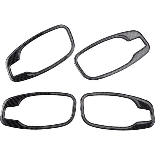 4Pcs/Set Black Carbon Fiber Car Interior Door Handle Cover Trim Fit For BMW 5 Series E60 2006 2007 2008 2009 2010