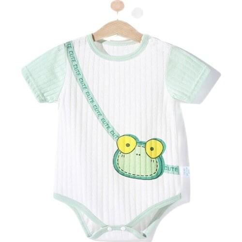 Lovely Cartoon Frog Newborn Kids Jumpsuits Baby Boys Girls Rompers 2021 Unisex Summer Clothes Short Sleeves 100% Pure Cotton