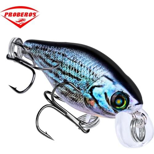 PRO BEROS 1PC Plastic Crankbait Fishing Lure 1.77"-4.5cm/0.14oz-4g Hard Artificial Fishing Lures Bait with 10# Hooks 10 c
