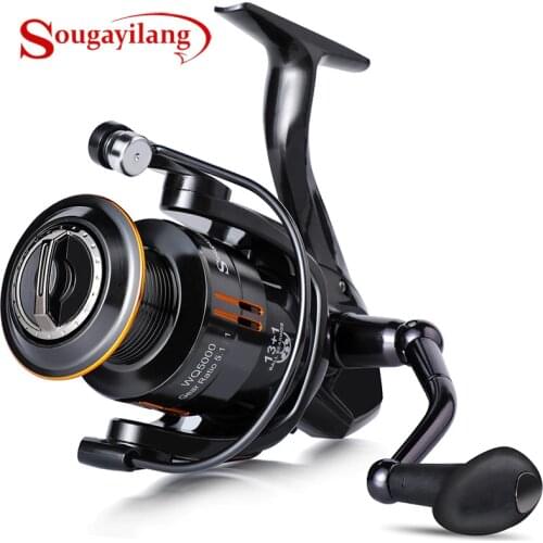 Sougayilang Spinning Fishing Reel 13+1BB High Quality Right/Left Hand Interchangeable Fishing Coil Wheel 2000-5000 Series Pesca
