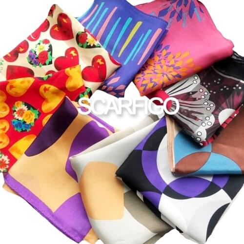 SCARFIGO NEW 100% Silk Square Scarf 50*50cm Women Scarves Fashion Printed Hairband Bandana Soft Neckerchief Hijab Headscarf