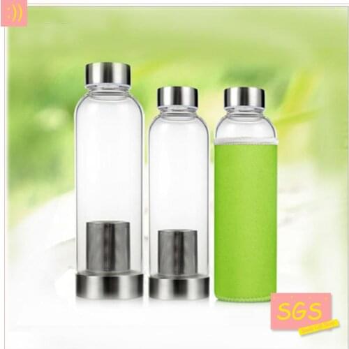 Modern Design Glass Sport Water Bottle with Tea Infuser Protective Bag 550ml Fruit Outdoor Eco-Friendly Free shipping with AIWIL