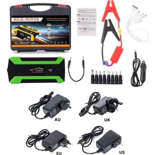 2020 US/UK/EU/AU Plug 89800mAh 4 USB Portable 600A Car Jump Starter Pack Booster Charger Battery Power Bank