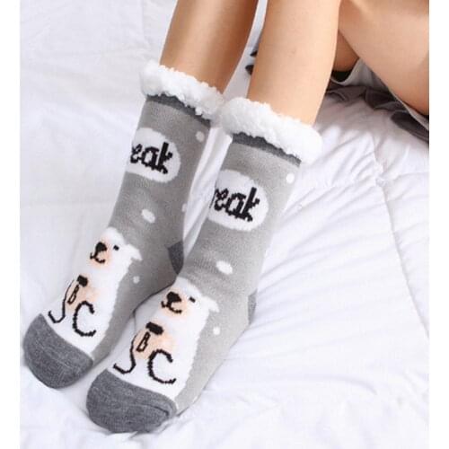 Women Winter Christmas Socks Cotton Print Thicken Anti-slip Warm Fleece Socks Female harajuku Ladies Funny Socks streetwear 2021