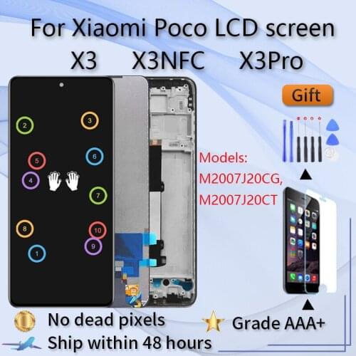 For Xiaomi POCO X3 Display LCD Touch Screen Digitizer For POCO X3 NFC LCD Replacement Parts M2007J20CG Display
