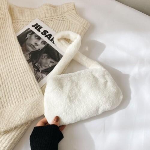 Winter Vintage Zebra Pattern Shoulder Underarm Bag Female Plush Autumn Handbag Soft Warm Fur Tote Purse For Lady Bag Sac A Main