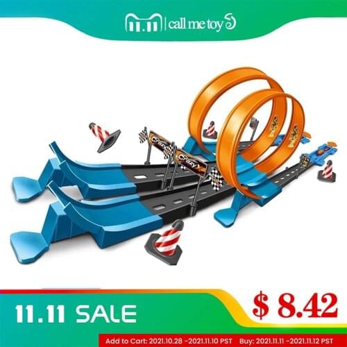 1:64 Railway Track Toy Racing Car Electric Circuit Car Musical Catapult Train DIY Traffic Toy Interactive Building Blocks Gifts