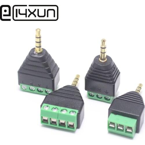1pcs Video AV Balun 3.5mm 1/8"stereo male to AV Screw Terminal Stereo jack 3.5 mm male 3/4 pin Terminal Block Plug connector