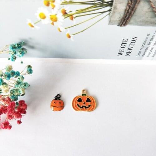10pcs Cute Halloween Pumpkin Enamel Charms Pendants DIY Alloy Grimace Pumpkin Pendants Earring Bracelet Jewelry Accessory FX153