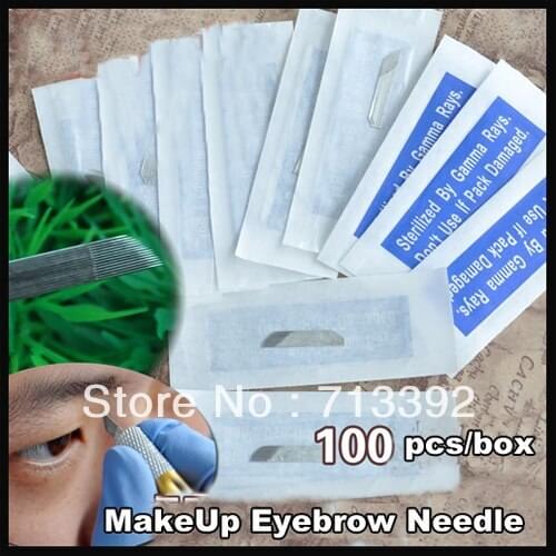 Free Shipping 100pcs stainless steel Permanent Makeup Manual eyebrow tattoo needles blade