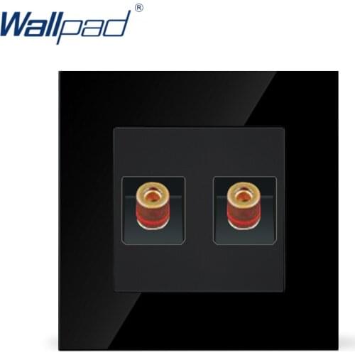 2 pin Audio Wallpad Luxury Black Crystal Glass 86*86mm UK EU 2 Pin Audio Wall Socket