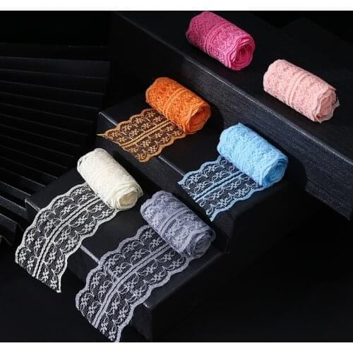 4.5x300cm Lace Decorative Border Garment Accessories Curtain Material Dress with Ribbon Handmade DIY Accessories