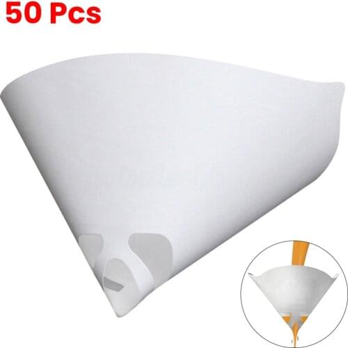 50pcs 100 Mesh Conical Nylon Micron Paper Paint Strainer Filter Purifying Straining Cup Funnel Disposable Paper Paint Filte