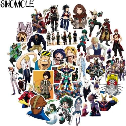 50pcs/pack My Hero Academia Anime Sticker Skateboard Waterproof Trolley Case Laptop Skateboard Stickers Toys Gifts For Kids F3