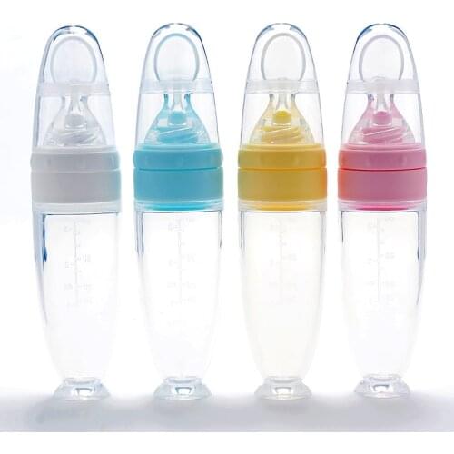90ml Baby Rice Paste Bottle Silicone Baby Feeding Spoon Silicone Food Supplement Kids Dishes Accessories