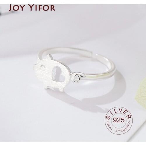 925 Sterling Silver Rings for Women pig Round Geometric 925 Silver Wedding Fine Jewelry Minimalist Gift