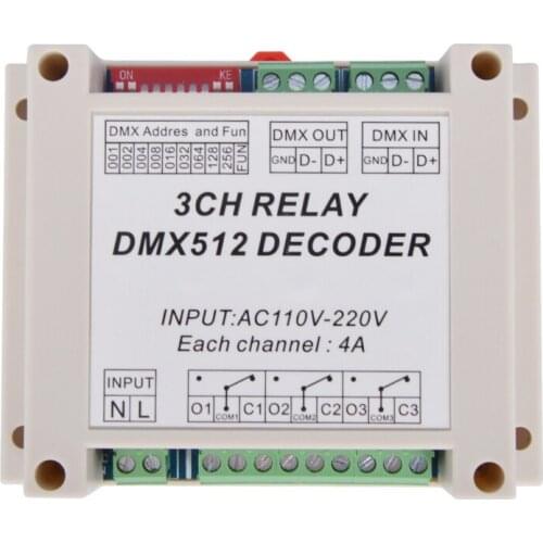 AC110-220V DMX512 Controller Relay Decoder 4A 3-channel Relay Switch
