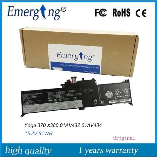 15.2V 51WH New Original Laptop Battery 01AV434 for Lenovo ThinkPad Yoga 370 X380 01AV432 SB10K97591 SB10K97590
