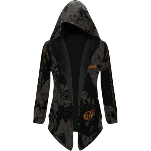 Anime Son Goku Fleece Lined Hoodie Hooded Mid-length Hoodie Coat Sweatshirts