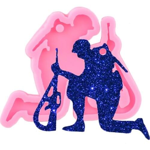 Shiny Glossy Soldier And Gun Shape Silicone Mold Polymer Clay Pendant Molds DIY Handmade Charms Moulds
