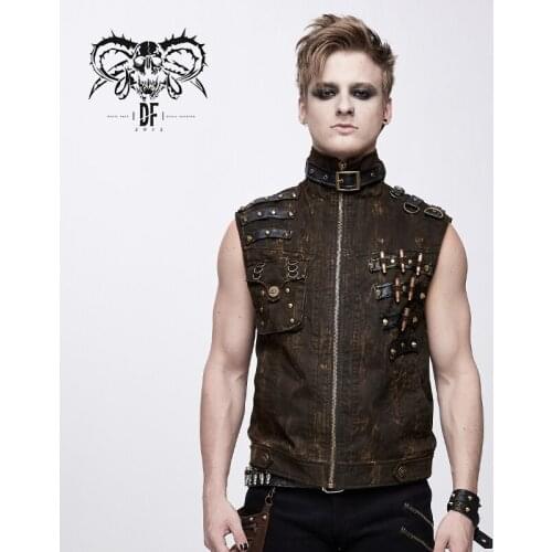 Devil Fashion Mens Steampunk Vest Punk Turtleneck Cardigan Waistcoat Jackets