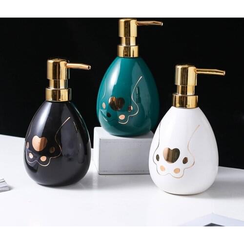 Matte black/white/green gold marble pattern bathroom hand soap dispenser ceramic lotion bottle soap dish Bathroom supplies