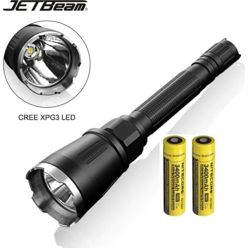 JETBeam BC40 PRO LED Flashlight CREE XHP50 2930LM Beam Throw 347M Tactical Flashlight + NITECORE 3400mAh Battery for Hunting