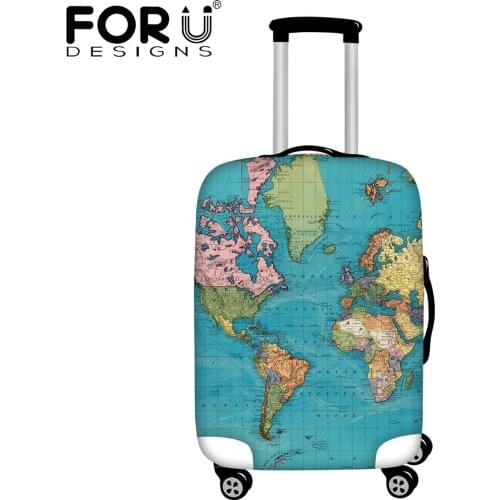 FORUDESIGNS Vintage Map Design Print Elastic Luggage Covers Pretty Suitcase Protective Case for 18-32 Inch Travel Accessories