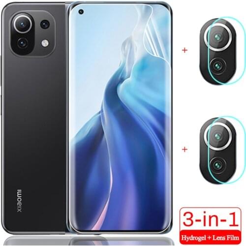 Hydrogel film + 2 pcs camera glass for mi 11 lite mi 10 t pro screen protector mi 10t pro xiaomi mi11 pro hidrogel xiaomi 11lite