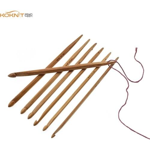 KOKNIT 7pcs/set Bamboo Crochet Hooks Mix Size 3.5-6.5mm Knitting Needles Hook Women DIY Yarn Weave Knitting Craft Tools