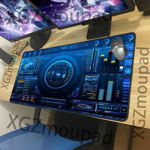 XGZ Fashion Technology Interface HD Custom Large Mouse Pad Black Exquisite Lock Edge Computer Keyboard Desk Mat Rubber Non-slip