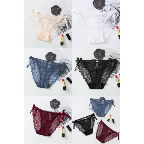Summer Ultra-Thin Panties Cute Bow Low Rise Panties Women Sexy Lingerie Underwear Lace Panties