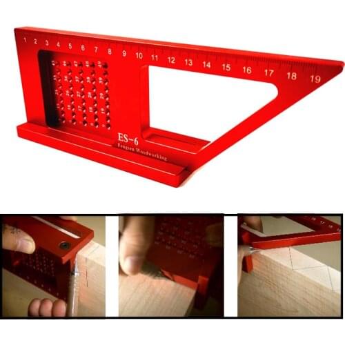 Woodworking Line Scribe Ruler Aluminum Alloy Angle Gauge Measuring Tools 45 90 Degree Scribe