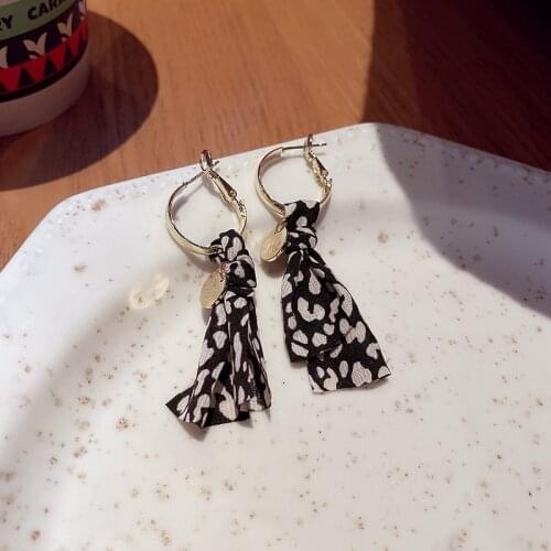 LOVOACC Trendy Polka Dot Cloth Drop Earrings for Women Gold Color Hooks Coin Tie Bow Statement Dangle Earrings Party Jewelry