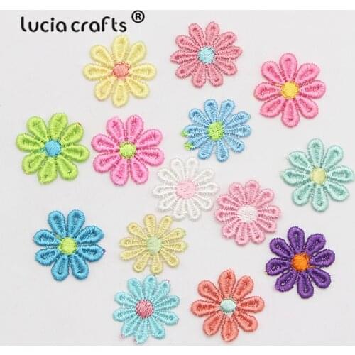 Lucia crafts 2.6cm Flower Pattern Sew-on Embroidery Patch Garment Appliques DIY Decoration Accessories 24pcs/lot N0818