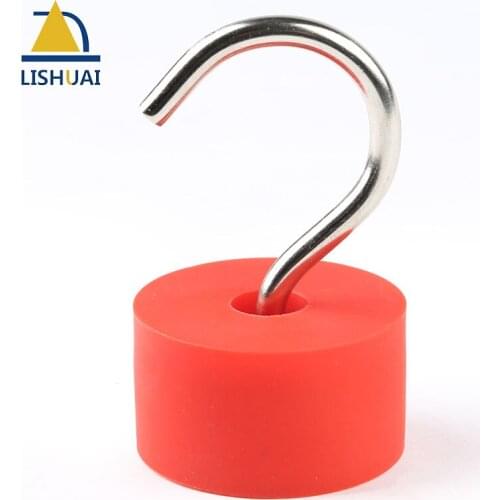 Powerful Neodymium Magnet Hook Useful NdFeB Magnetic Hanger with soft Rubber/Heavy Duty Magnetic Holder