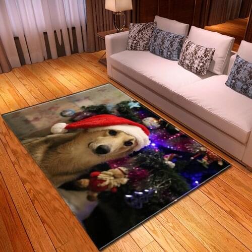 Cartoons Christmas Carpet 3D Flannel Home Decor Big Rugs Kitchen Anti-slip Mat Custom New Year Decoration For Room Living Carpes