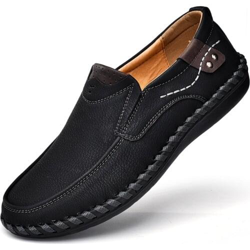Men Shoes Leather Shoes Moccasins Shoes Casual Shoes Driving Shoes Low-top Shoes wear-resistant Flat Shoes Black Handmade Shoes