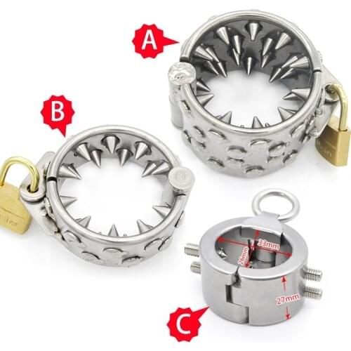 Stainless Steel Teeth Rings Pendant Scrotum Testicle Chastity Belt Male Chastity Ring Metal Cock Ring Sex Toys For Men