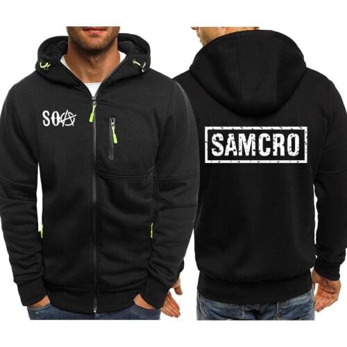 NEW SOA Sons of anarchy the child new Fashion Men Sportswear Zipper Hoodies Male Casual Sweatshirt Fleece Hip Hop L
