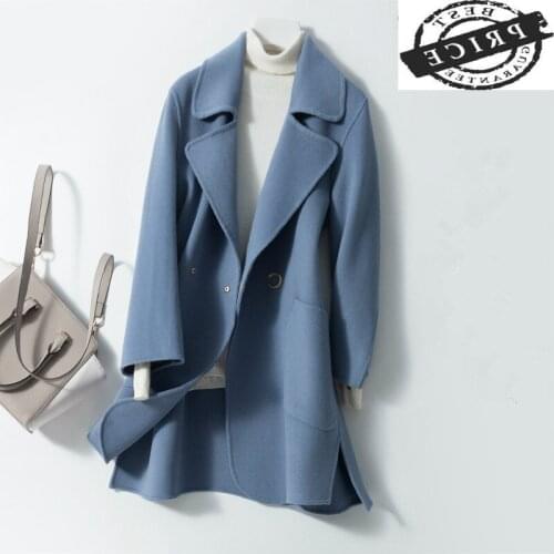 Autumn Winter Wool Jacket Women Coats Double Breasted Coat Female Slim Long Spring Clothes Ladies Woolen Overcoat LWL1331