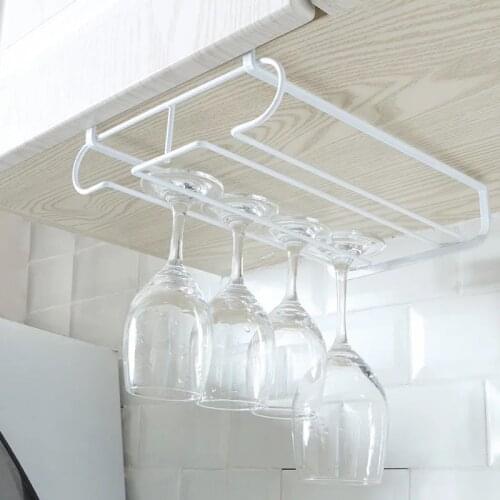 Wine Glass Rack Hanging Cup Holder New Useful Stainless Steel Wine Rack Bar Goblet Stemware Storage Kitchen Organizer