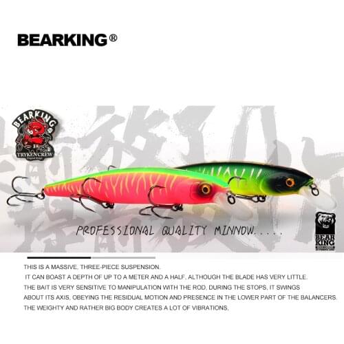 Bearking 2018 New hot model 128mm 23g professional quality fishing lures hard bait dive 1.5m quality wobblers minnow