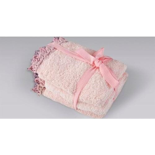 IRYA BECCA HAND HEATED EMBROIDERED TOWEL PINK 90 * 150