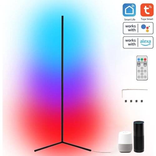 Tuya Wifi RGB LED Corner Floor Lamp Background Atmospheres Lamp Living Floor Lamp Standing Lighting for Google Home Amazon Alexa